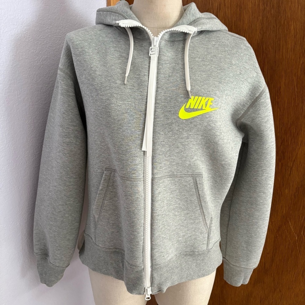NIKE x SACAI sz M Tech Fleece Jacket Gray White Ruffle Full Zip 716911